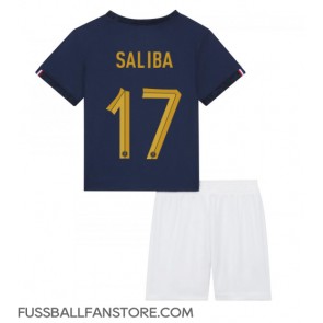 Frankreich William Saliba #17 Replik Heimtrikot Kinder WM 2022 Kurzarm (+ Kurze Hosen)